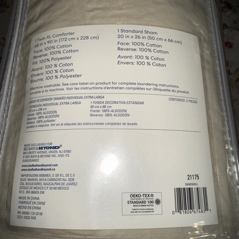 Simply Essential 2 Piece Garment Washed Comforter Set Size Twin/XL Brand New